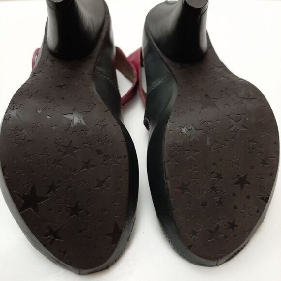 CHANII B Criss-Cross Straps Open Toe Low Platform Cone Heels Grey & Pink Sz 7 - Picture 14 of 15